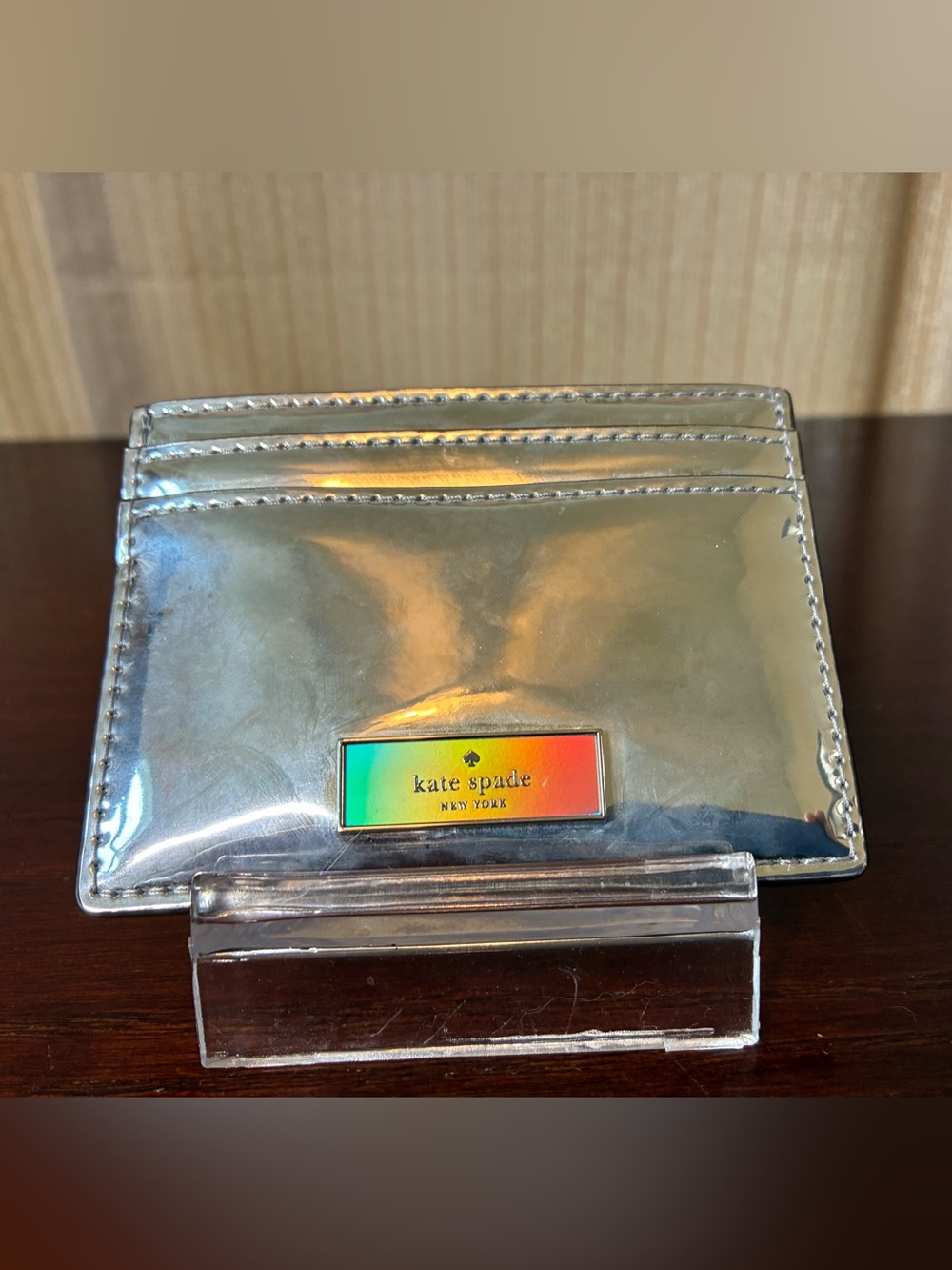 kate spade Holographic card holder NWT
